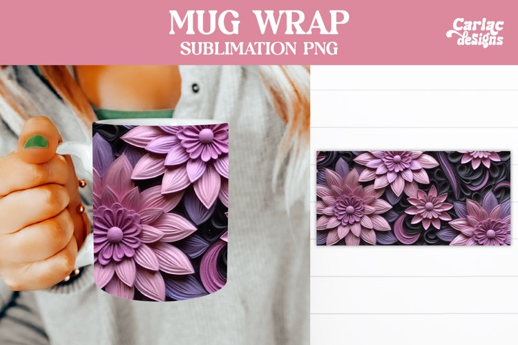 Mug Sublimation Wrap Design, Flowers Coffee Mug Design