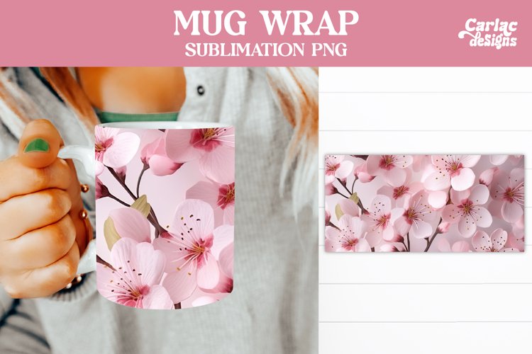 Mug Sublimation Wrap Design, Flowers Coffee Mug Design