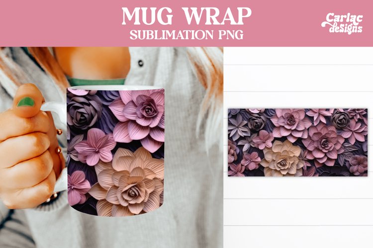 Mug Sublimation Wrap Design, Flowers Coffee Mug Design
