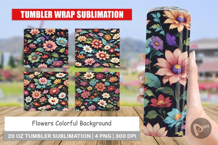 Tumbler Sublimation Wrap Flowers Colorful