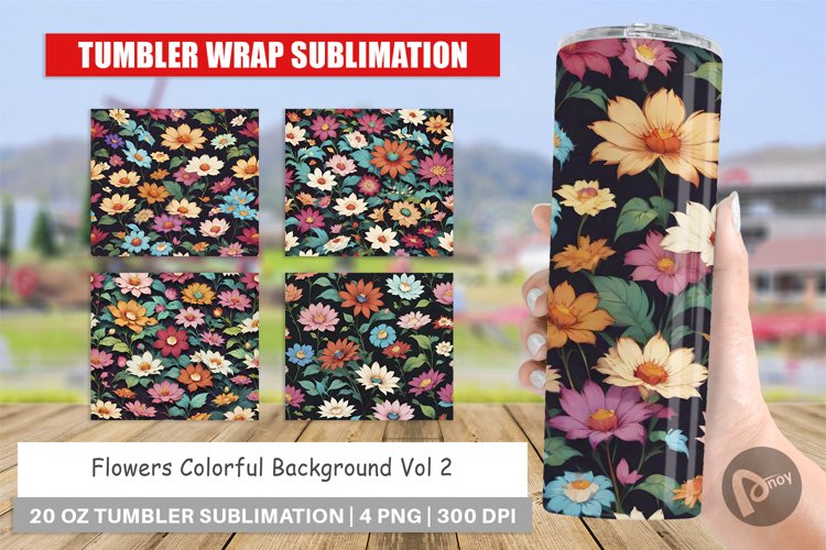 Tumbler Sublimation Wrap Flowers Colorful