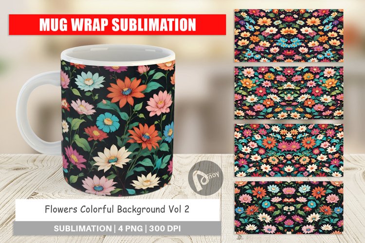 Mug sublimation design Flowers Colorful