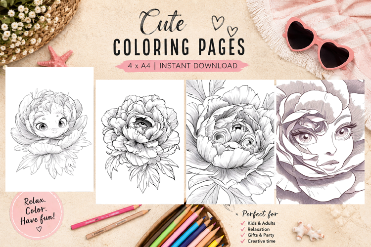 Summer flowers Design |Coloring pages