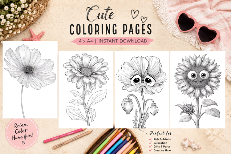 Summer flowers Design |Coloring pages