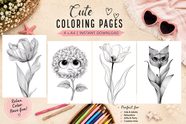 Summer flowers Design |Coloring pages