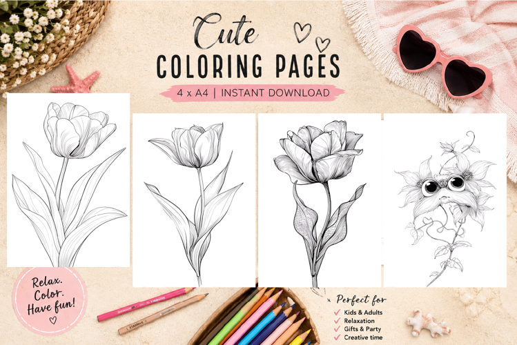 Summer flowers Design |Coloring pages