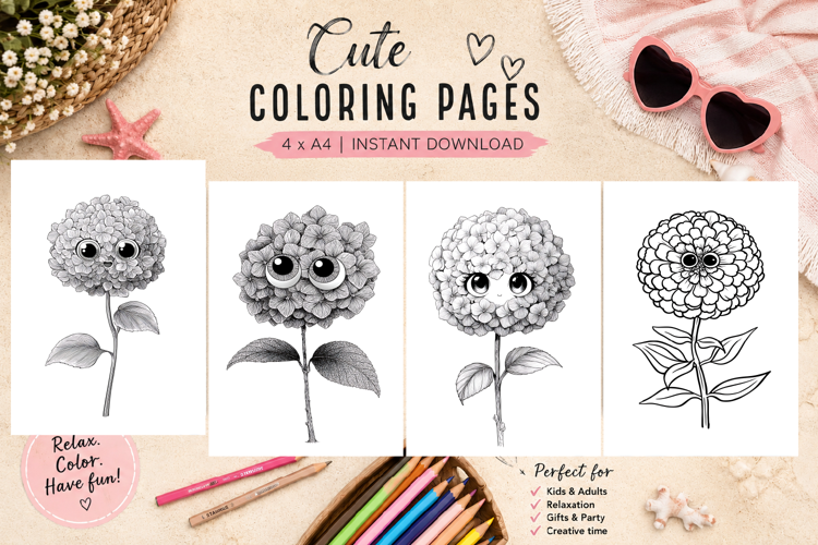 Summer flowers Design |Coloring pages