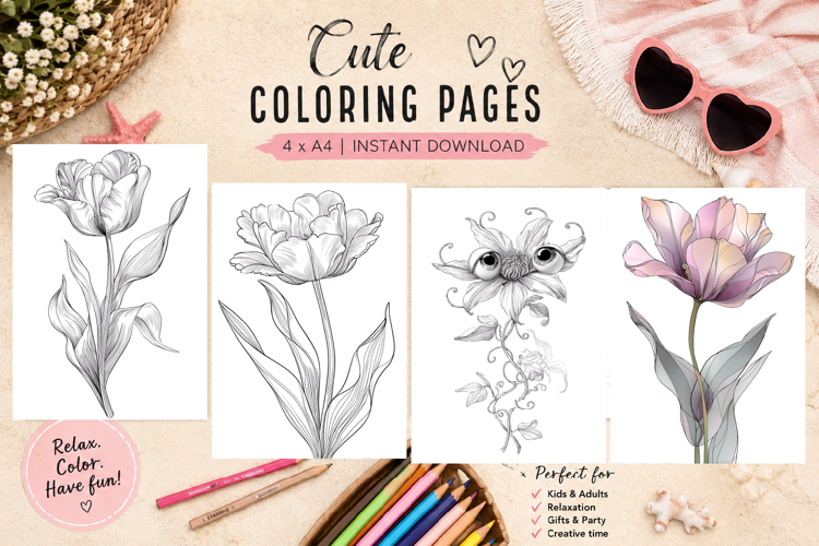 Summer flowers Design |Coloring pages