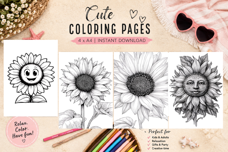 Summer flowers Design |Coloring pages