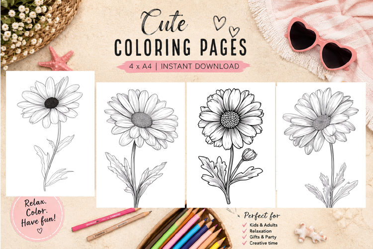 Summer flowers Design |Coloring pages