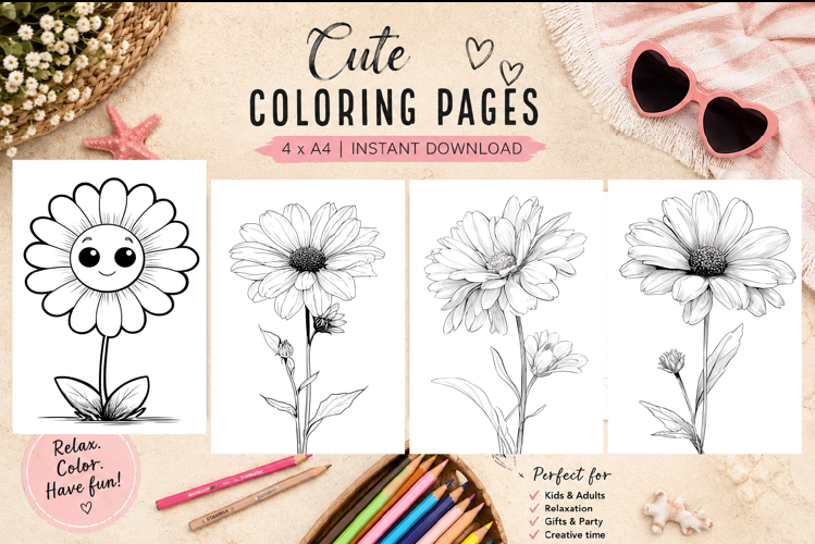 Summer flowers Design |Coloring pages