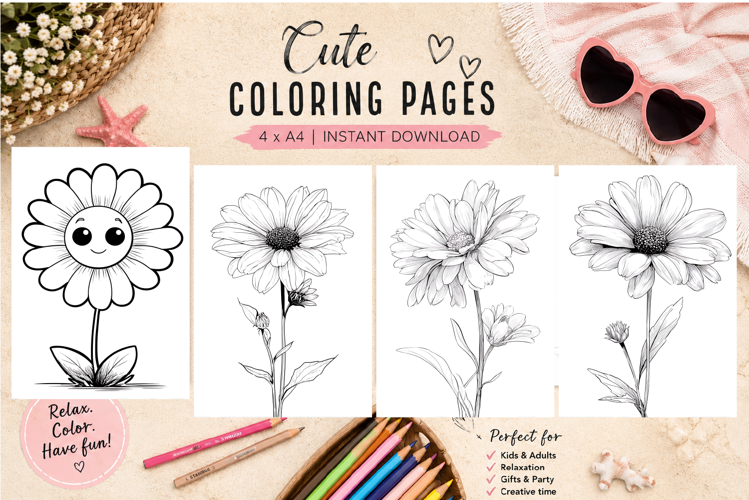Summer flowers Design |Coloring pages