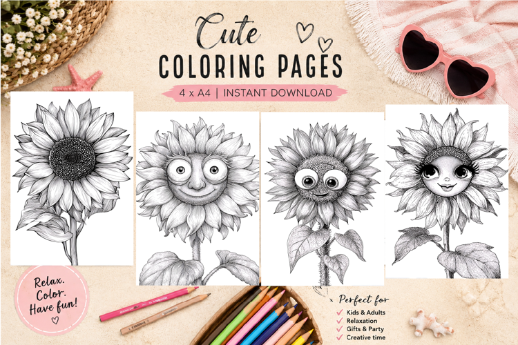 Summer flowers Design |Coloring pages
