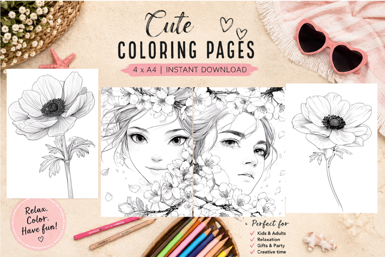 Summer flowers Design |Coloring pages