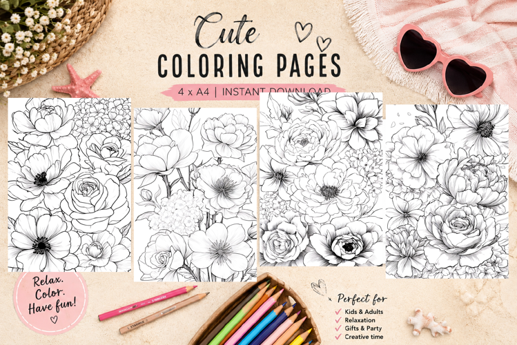 Summer flowers Design |Coloring pages