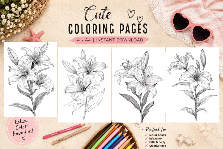 Summer flowers Design |Coloring pages