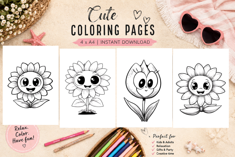 Summer flowers Design |Coloring pages