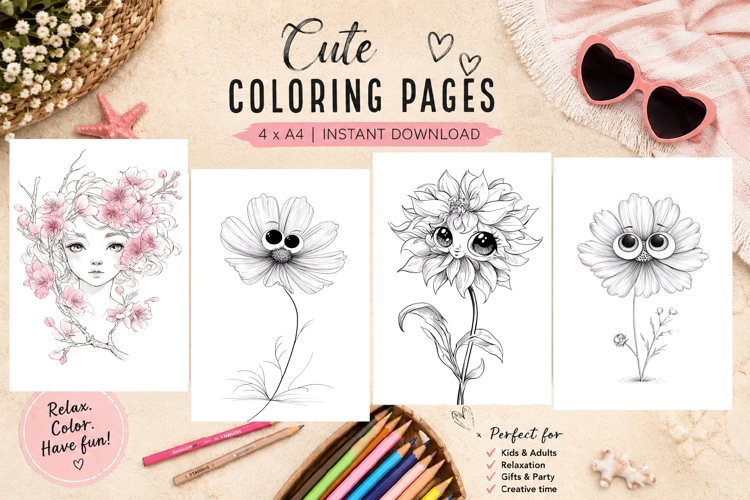 Summer flowers Design |Coloring pages