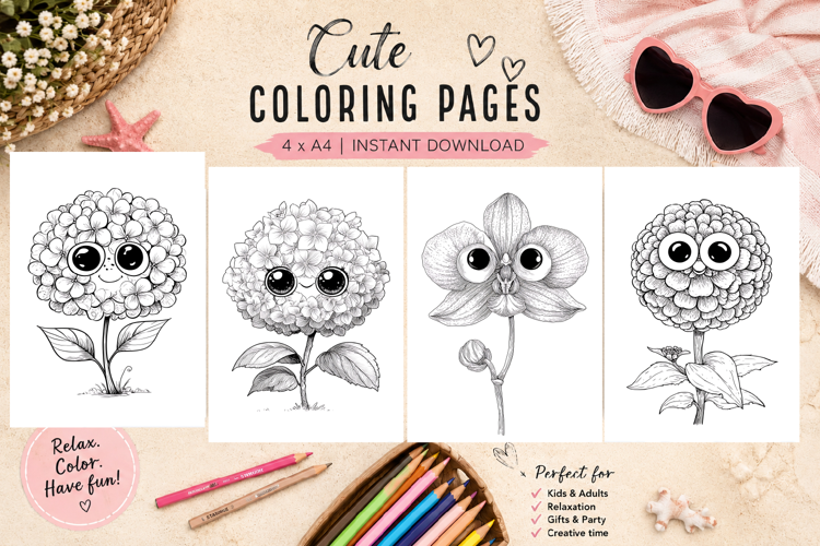 Summer flowers Design |Coloring pages