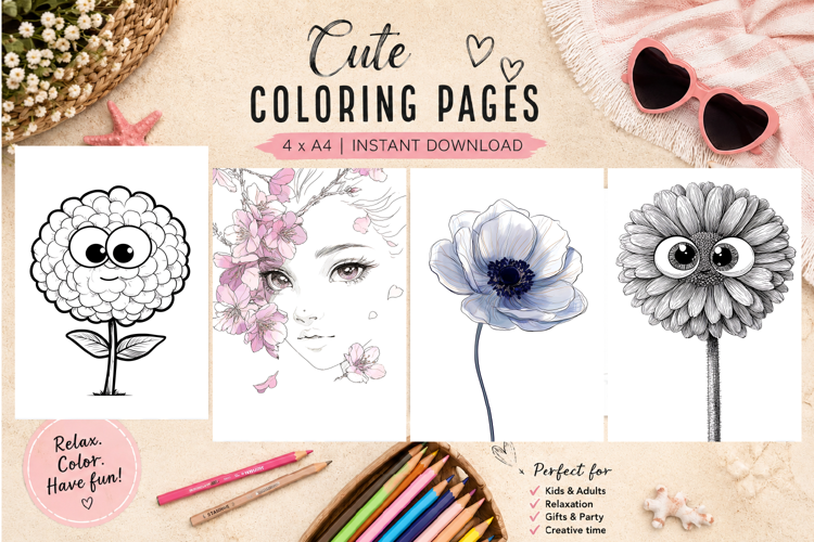 Summer flowers Design |Coloring pages