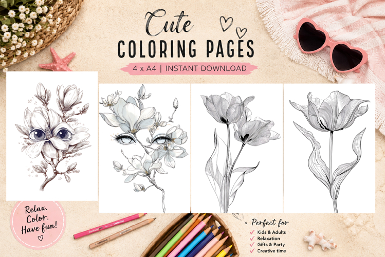 Summer flowers Design |Coloring pages