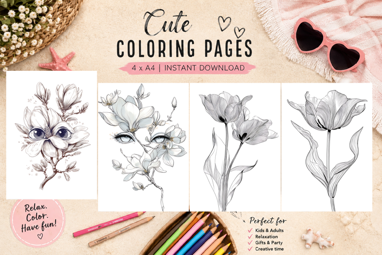 Summer flowers Design |Coloring pages