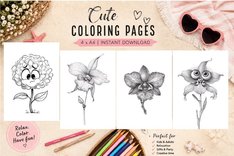 Summer flowers Design |Coloring pages