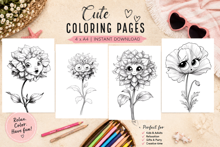 Summer flowers Design |Coloring pages