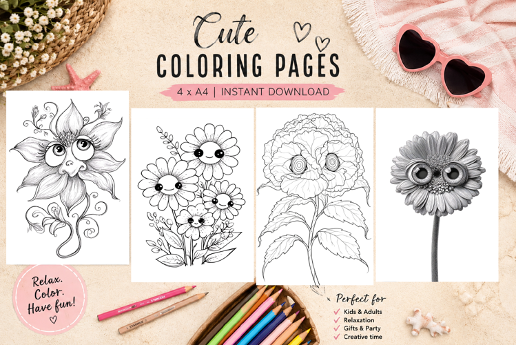 Summer flowers Design |Coloring pages