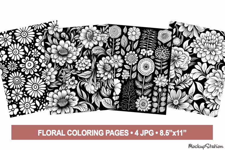 Flowers Coloring Pages | Floral Coloring Page for Adults