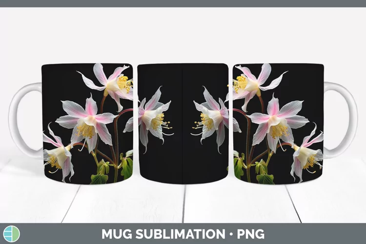 Flowers Columbine Mug Wrap Sublimation Coffee Cup Designs