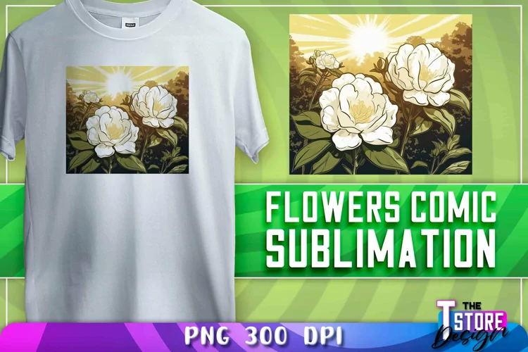 Flowers Comic Sublimation | T-Shirt Design | PNG Sublimation