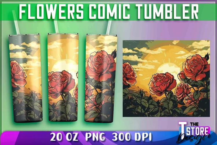 Flowers Comic Tumblers Wrap 20 oz. | Sublimation PNG Design