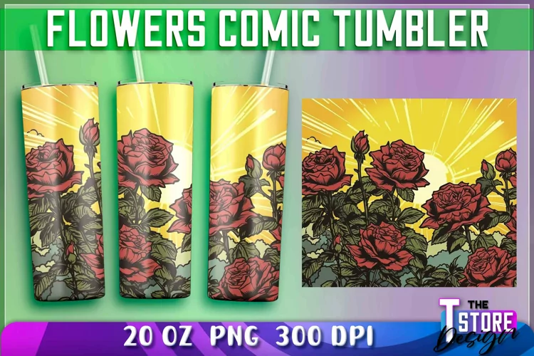 Flowers Comic Tumblers Wrap 20 oz. | Sublimation PNG Design