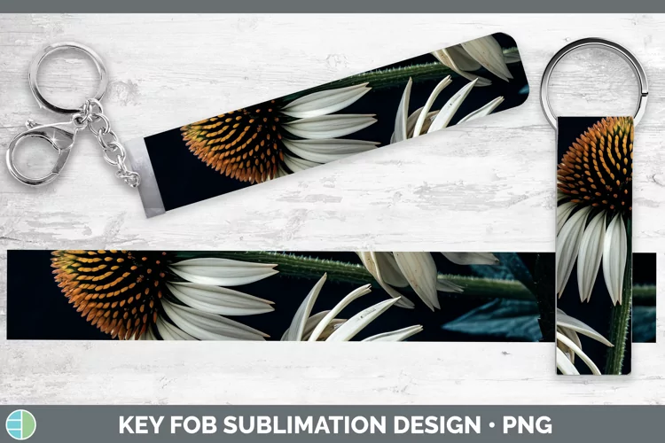 Flowers Coneflower Key Fob Sublimation Wristlet Designs