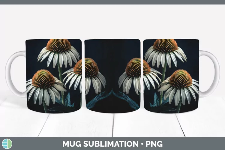 Flowers Coneflower Mug Wrap Sublimation Coffee Cup Designs