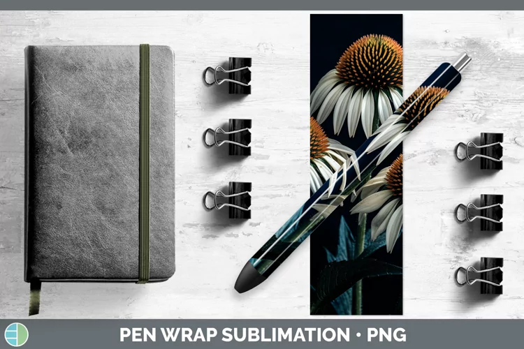 Flowers Coneflower Pen Wrap Sublimation Epoxy Pen Designs