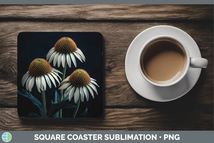 Flowers Coneflower Square Coaster Sublimation Coaster Design