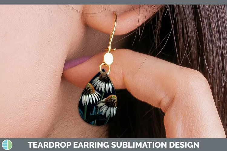 Flowers Coneflower Teardrop Earrings Sublimation Earrings De