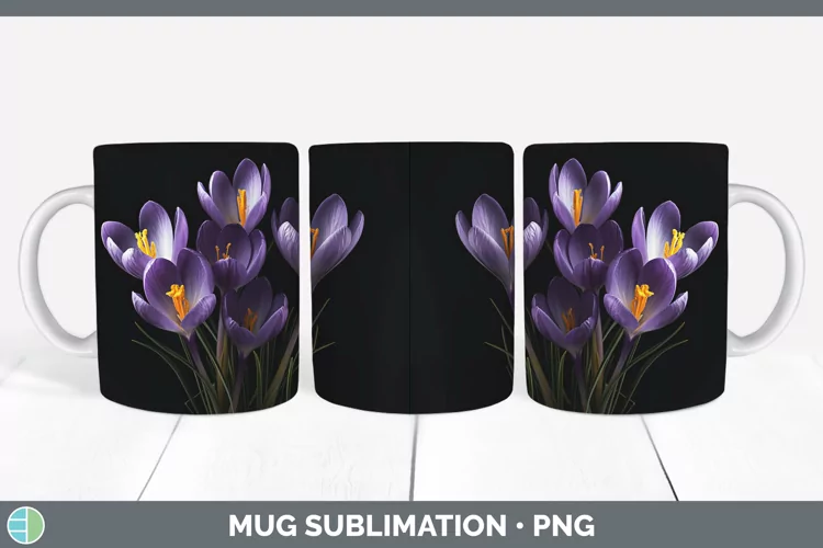Flowers Crocus Mug Wrap Sublimation Coffee Cup Designs