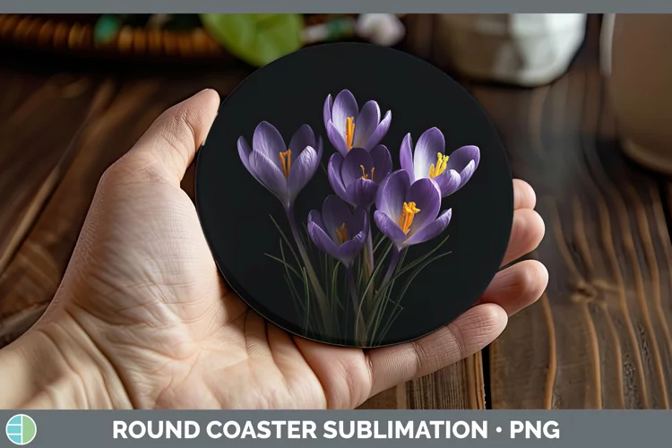 Flowers Crocus Round Coaster Sublimation Coaster Designs