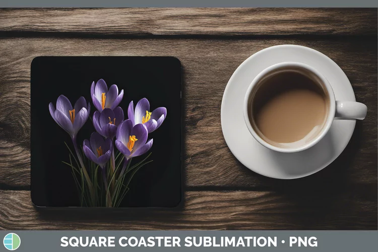 Flowers Crocus Square Coaster Sublimation Coaster Designs