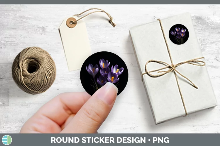 Flowers Crocus Stickers | Round Labels Designs