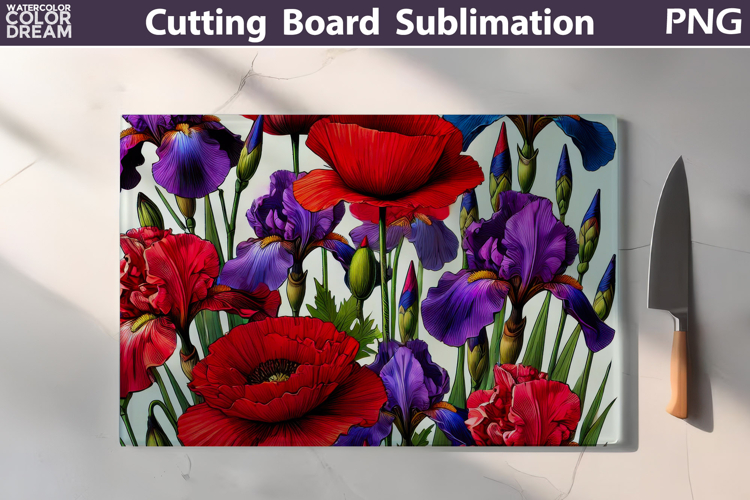 Wildflowers Cutting Board | Poppy Flowers Cutting Board example image 1