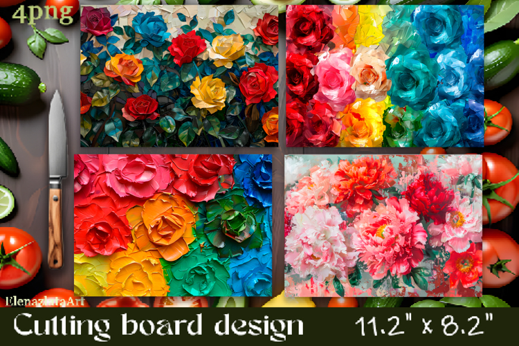 Flowers Cutting Board Sublimation. Vintag Cutting Board