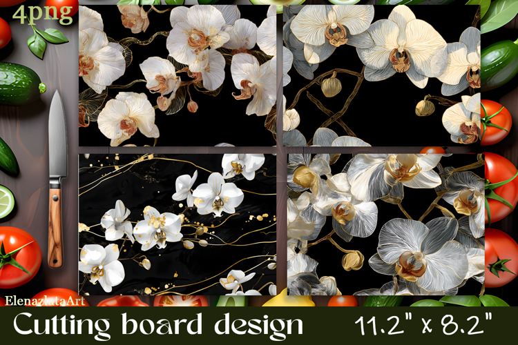 Flowers Cutting Board Sublimation. Vintag Cutting Board