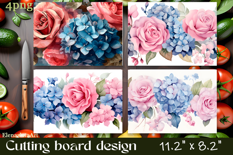Flowers Cutting Board Sublimation. Vintag Cutting Board