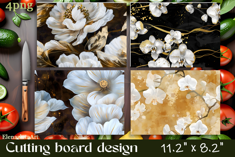 Flowers Cutting Board Sublimation. Vintag Cutting Board