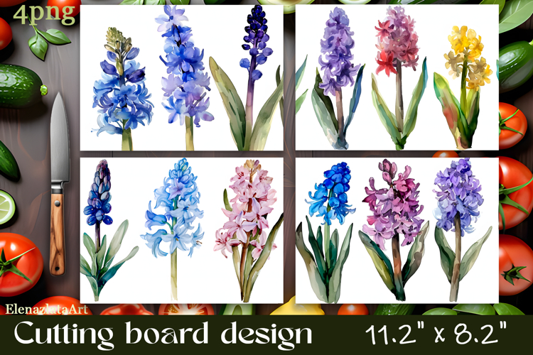 Flowers Cutting Board Sublimation. Vintag Cutting Board