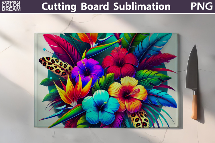 Tropical Floral Cutting Board | Flowers Cutting Board